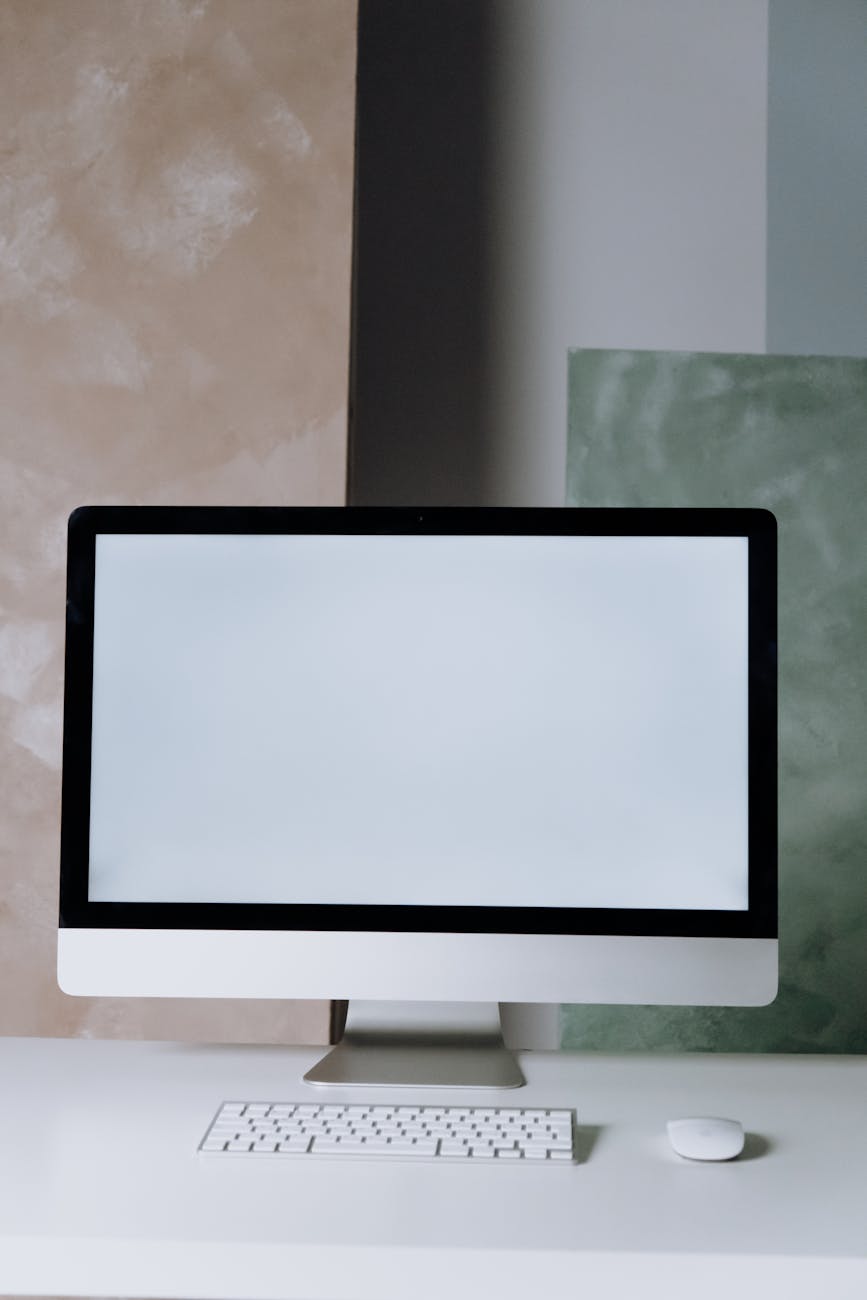 computer screen on a table